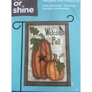 WELCOME FALL PUMPKIN PATCH 12.5" X 18" GARDEN FLAG RAIN OR SHINE Crow Halloween